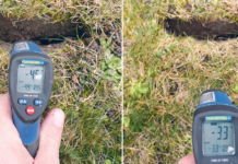 Der Bodentemperatur per Infrarot auf der Spur 1) Messung der Bodentemperatur am 16. Februar: links -4