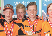 Litzlhof-Schüler wurden Waldarbeit-Staatsmeister Im Bild v.l. das Staatsmeisterteam der LFS Litzlhof mit Thomas Tuppinger