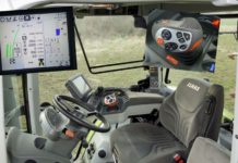 Claas Arion Cmatic – diestufenlose Alternative Claas Arion Cmatic-Modelle sind in der Kabine an den Geschwindigkeitsbereichen im Cebis-Terminal und am seitlichen orangen Knopf am Cmotion-Hebel erkennbar.