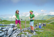 Kühe, Schafe, Bergmolche und Libellen Tatkräftiges Steineschupfen im Rahmen der Umweltbaustelle