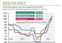 Holzmarkt Juli 2021: Preise steigen weiter