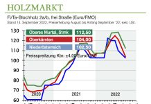 Holzmarkt September ’22: Bauholz schwächer, Energieholz boomt