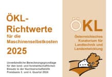 ÖKL-Richtwerte für Maschinenselbstkosten 2025 erhältlich